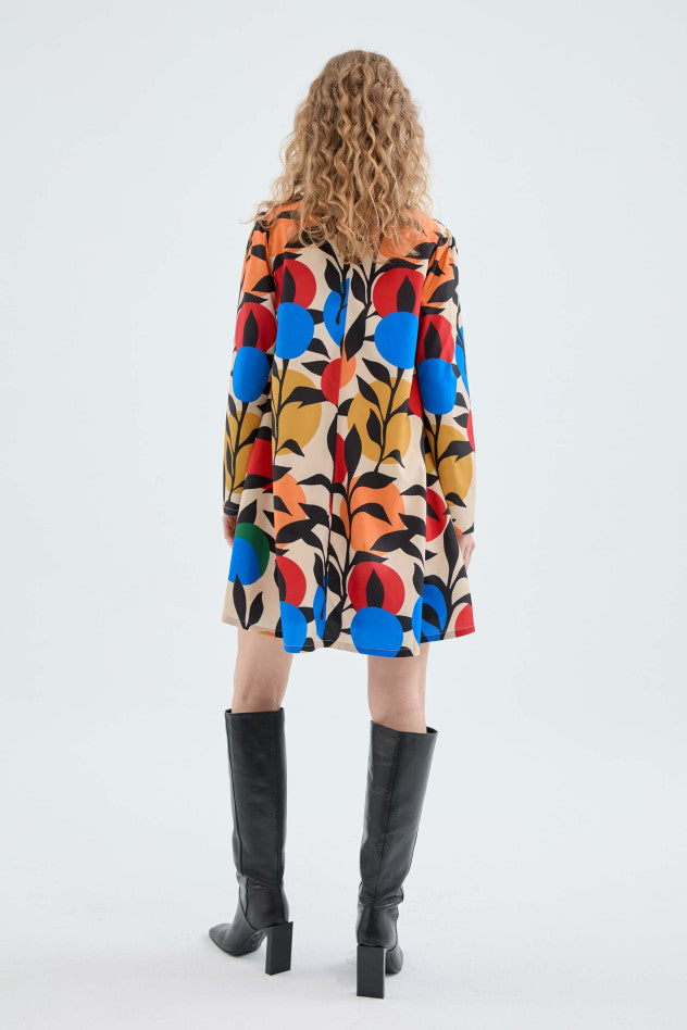 Leaf Print A-Line Dress