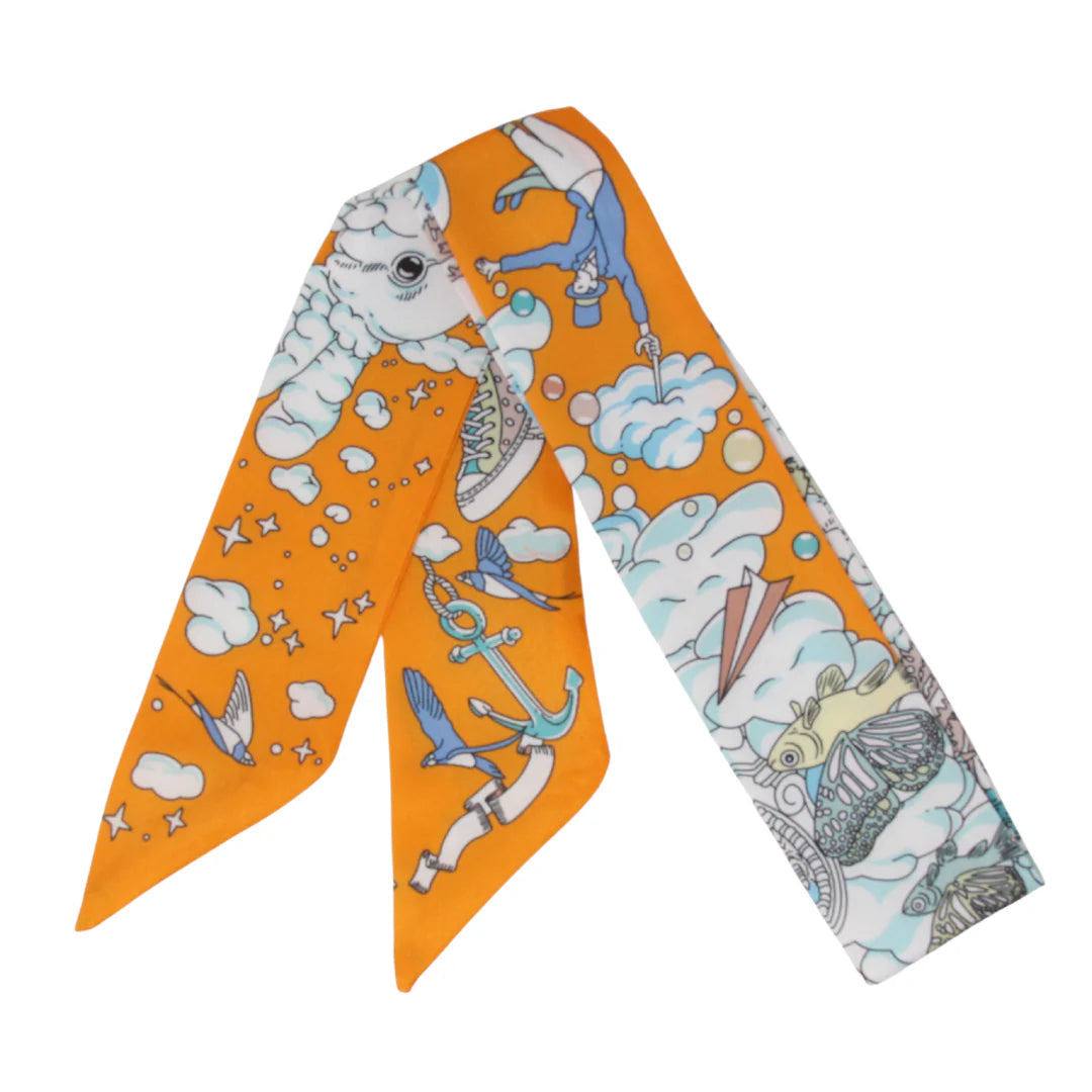 Skinny Silk Scarf | Orange