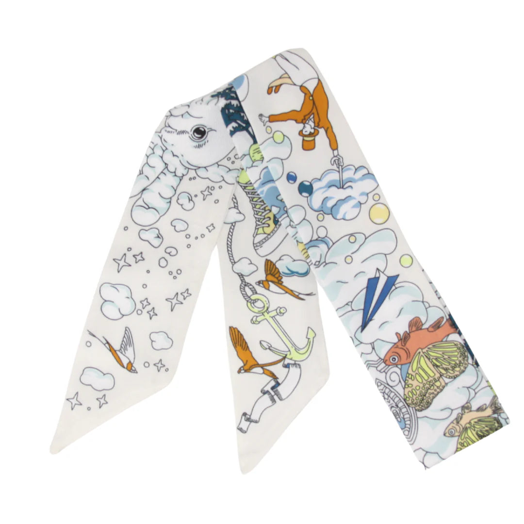 Skinny Silk Scarf | White