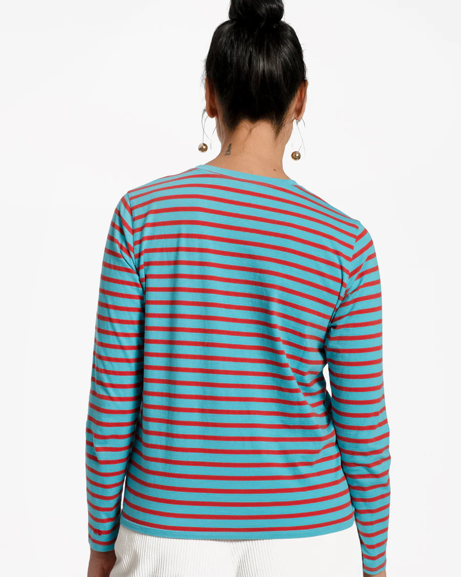 Turq/Red Stripe Top