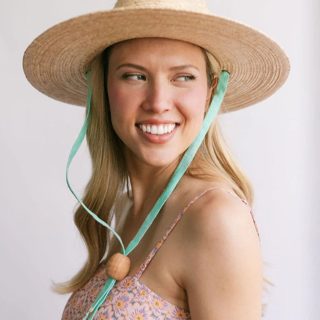 Adriana Rancher Palm Hat | Aqua