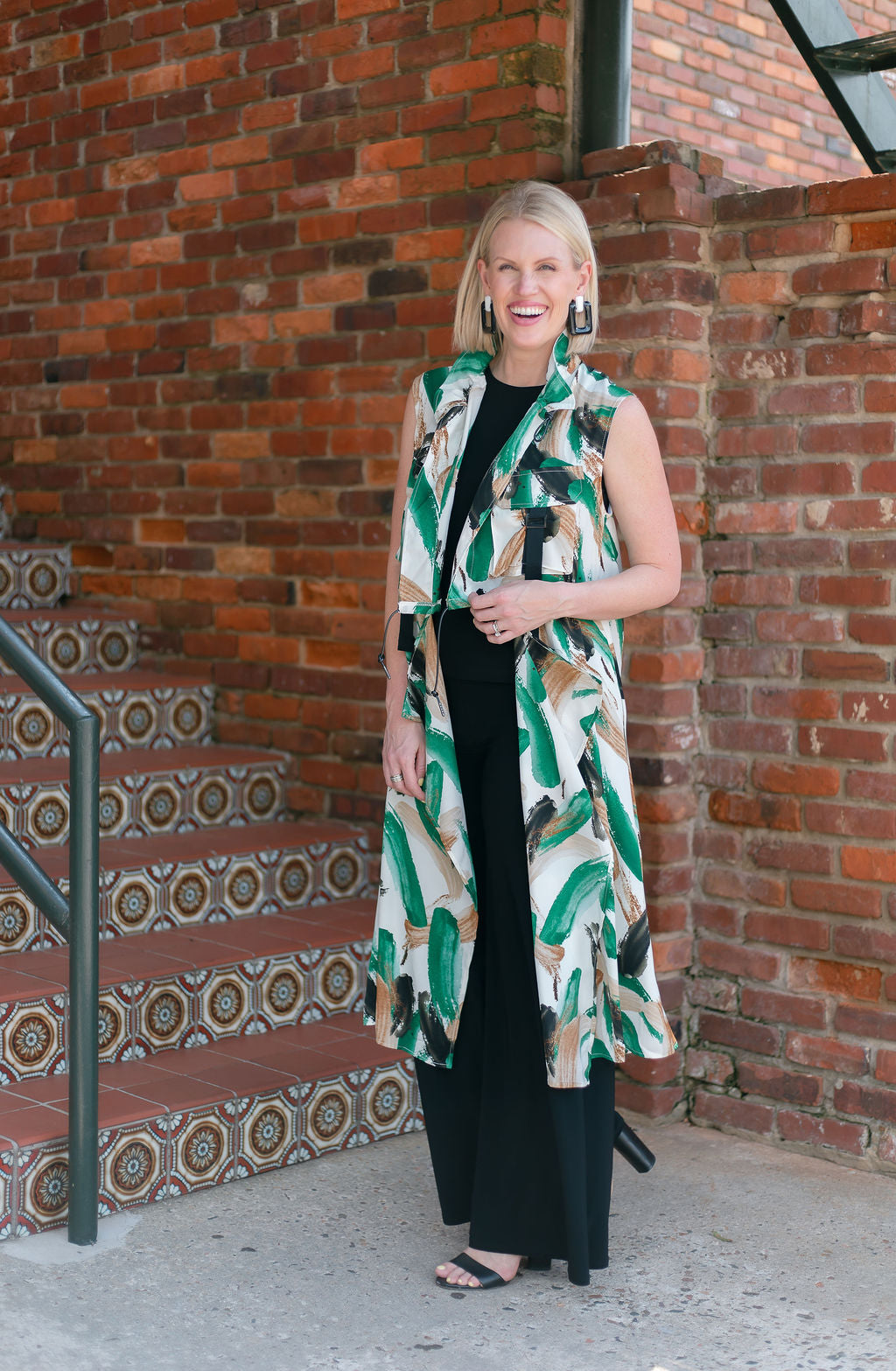Print Duster Vest | Green