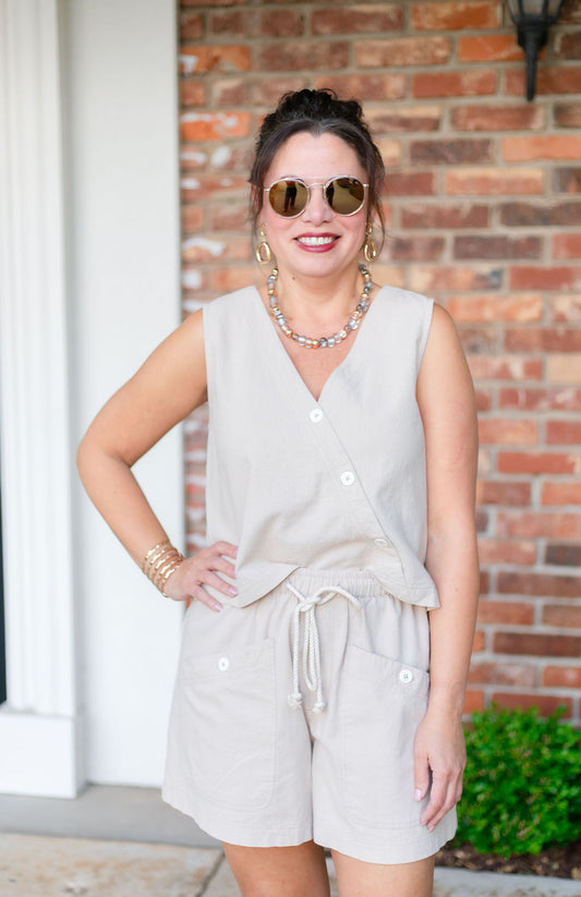 Cross Front Sleeveless Top