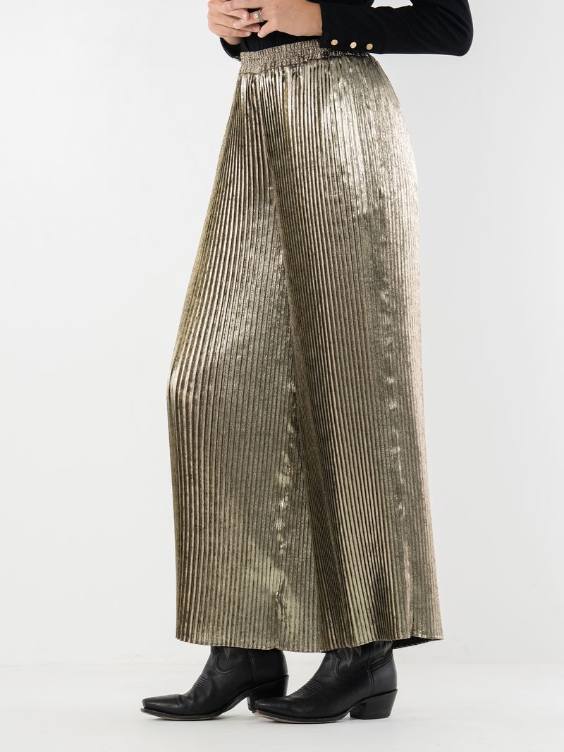 Pleated Pant | Blk/Gold