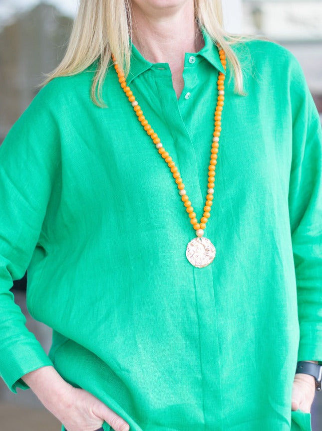 Wood Textured Disc Necklace