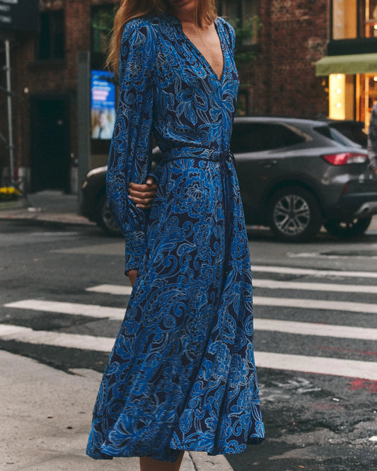 Regine Midi Dress | Blue Paisley