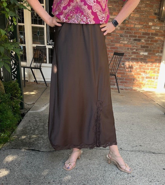Dark Brown Satin Skirt