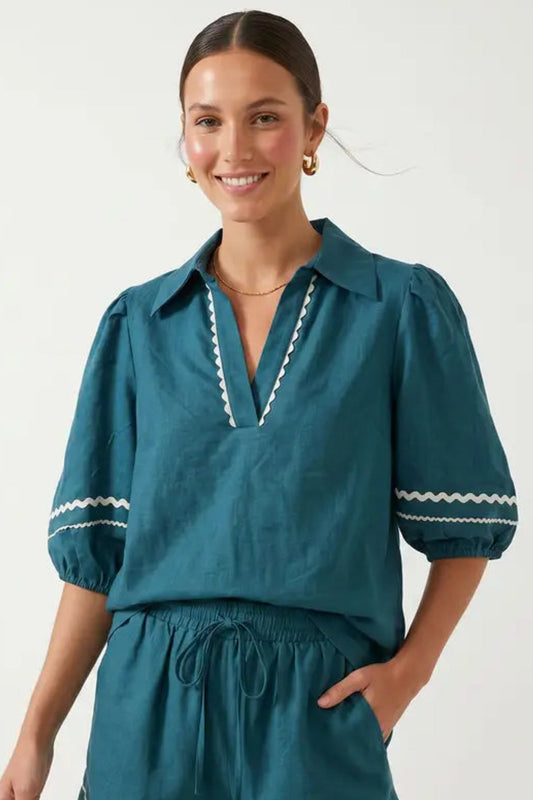 Contrast Trim Blouse