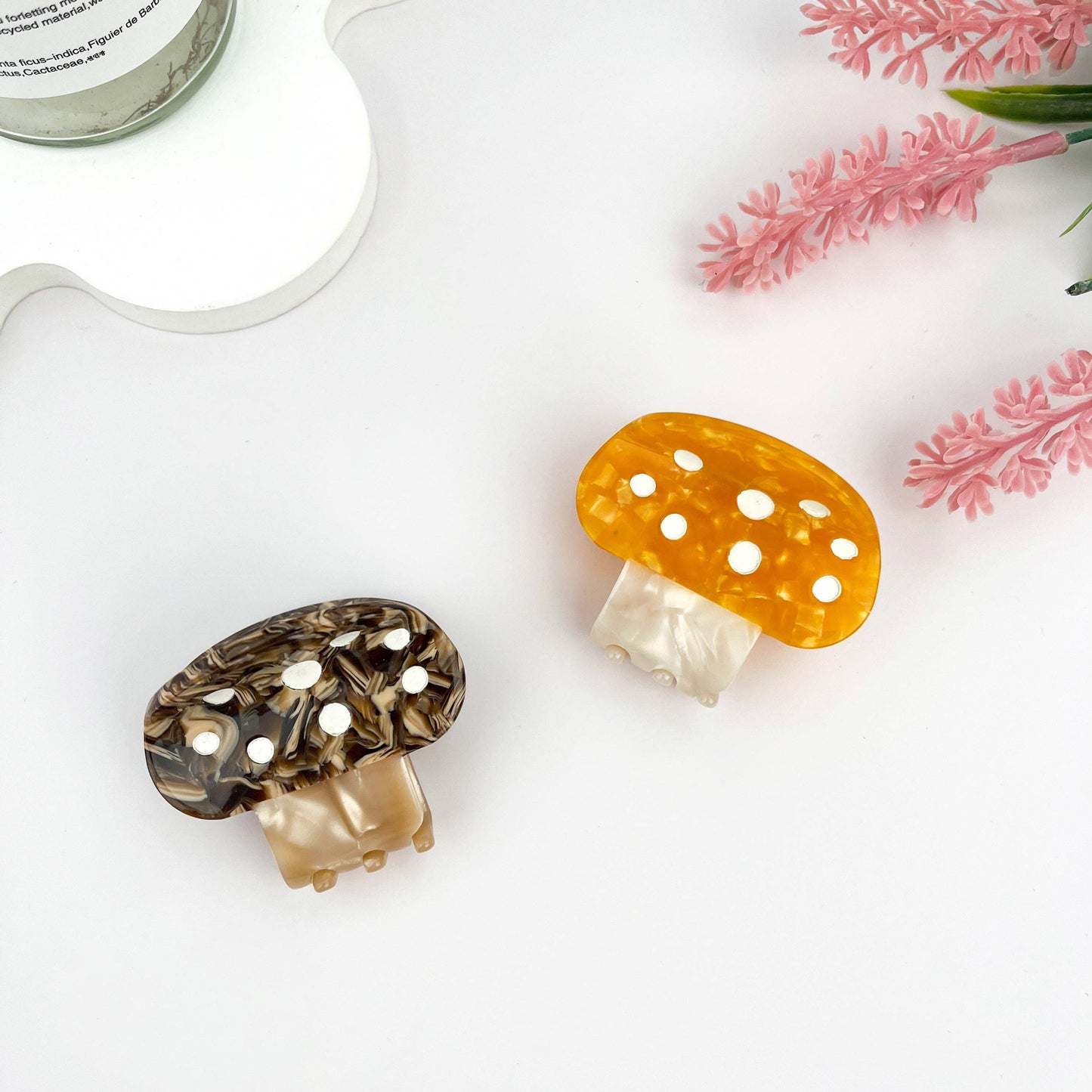 Mushroom Plant Acetate Hair Claw Clip: Brown