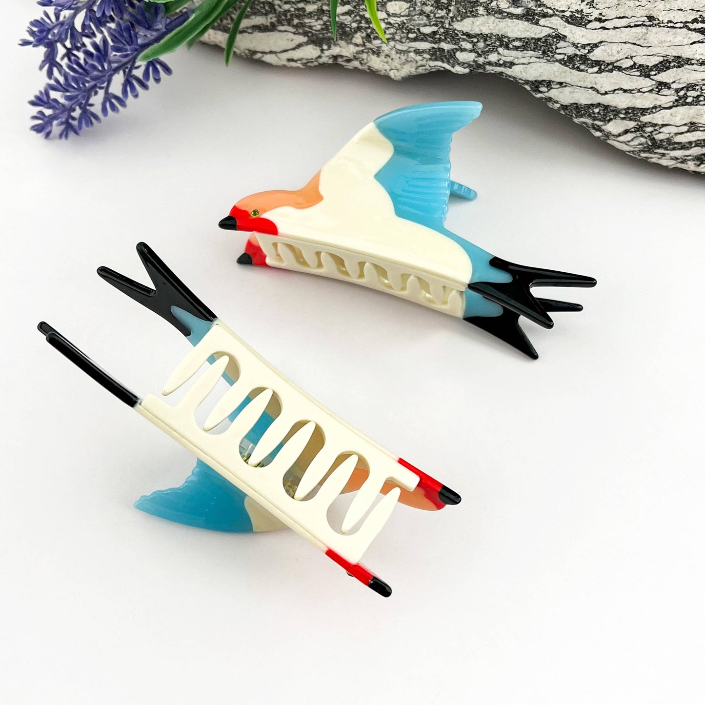 Spring Swallow Spliced Acetate Hair Claw Clip-Gift: Blue