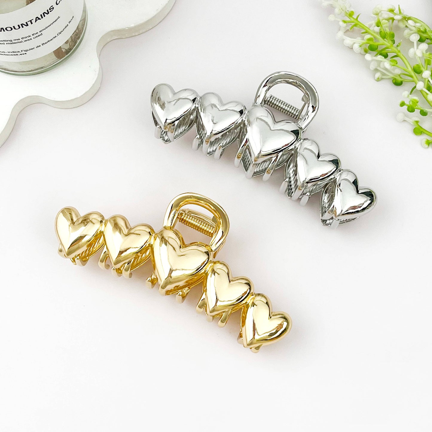 Minimal Heart Alloy Valentine Hair Claw Clip: Gold