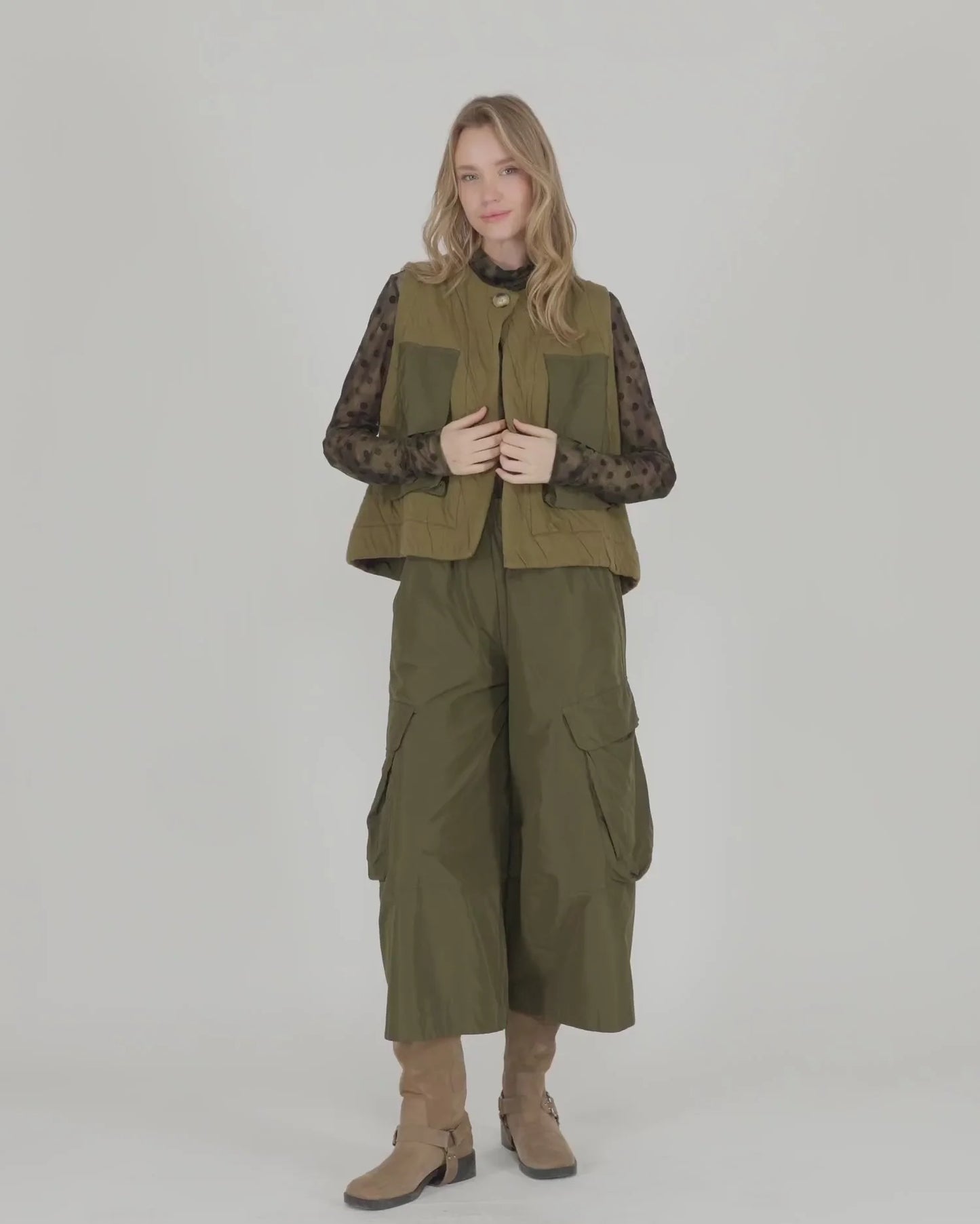 Wide Leg Cargo | Khaki