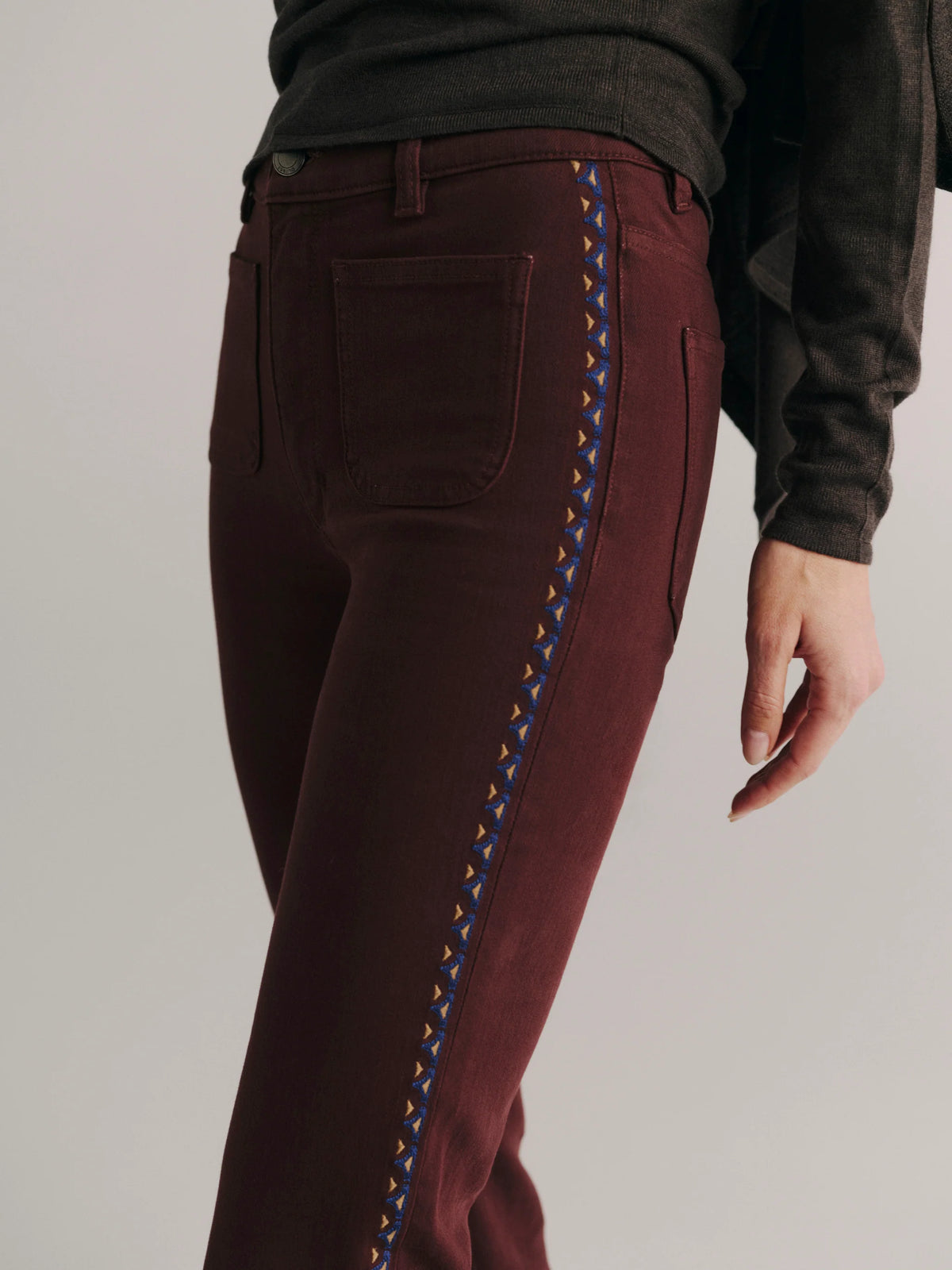 Bridget Boot | Burgundy Embroidery
