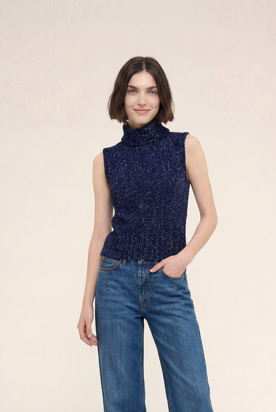 Mock Neck Sleeveless Party Top