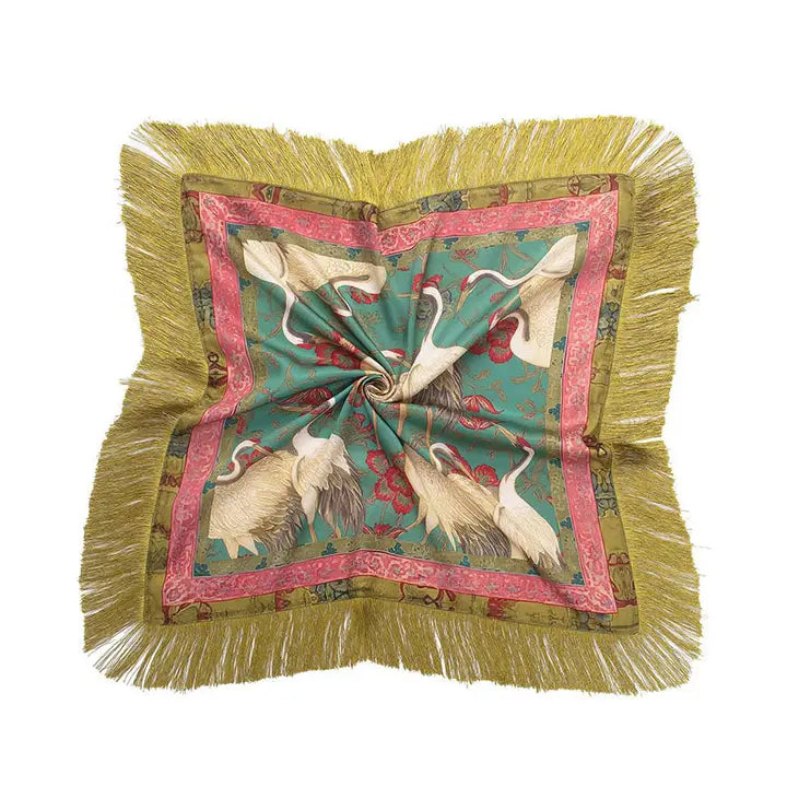Fringed Crane Scarf