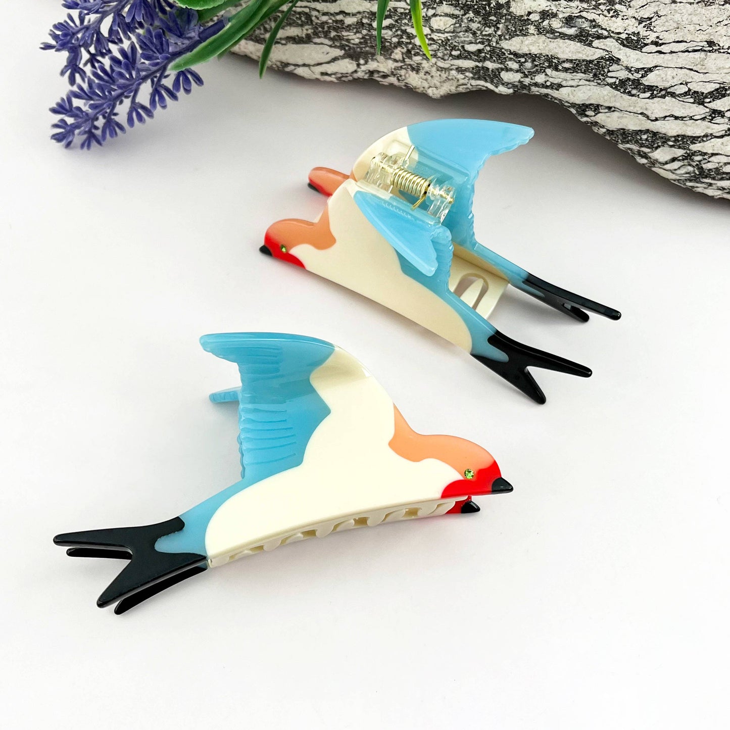 Spring Swallow Spliced Acetate Hair Claw Clip-Gift: Blue