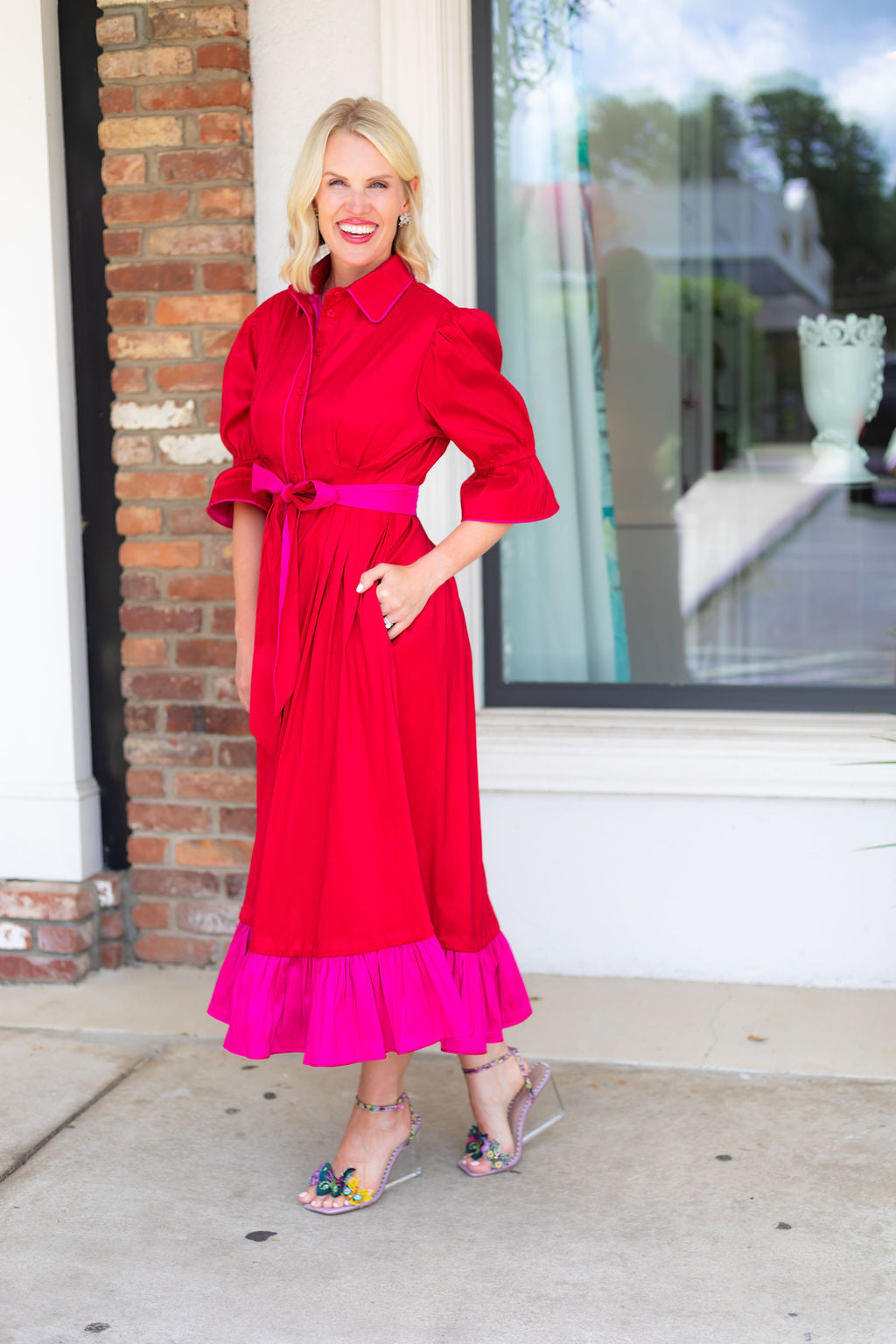 Carol Dress | Red/Fuchsia