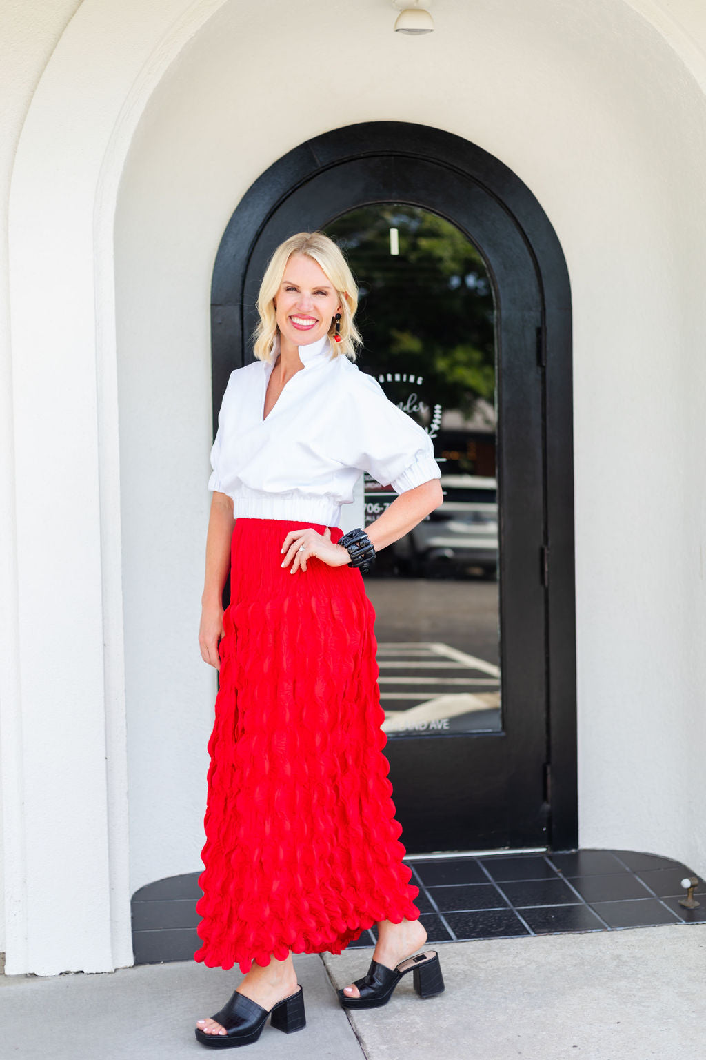 Red Crinkle Skirt