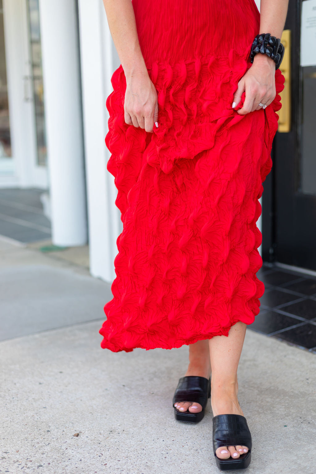 Red Crinkle Skirt