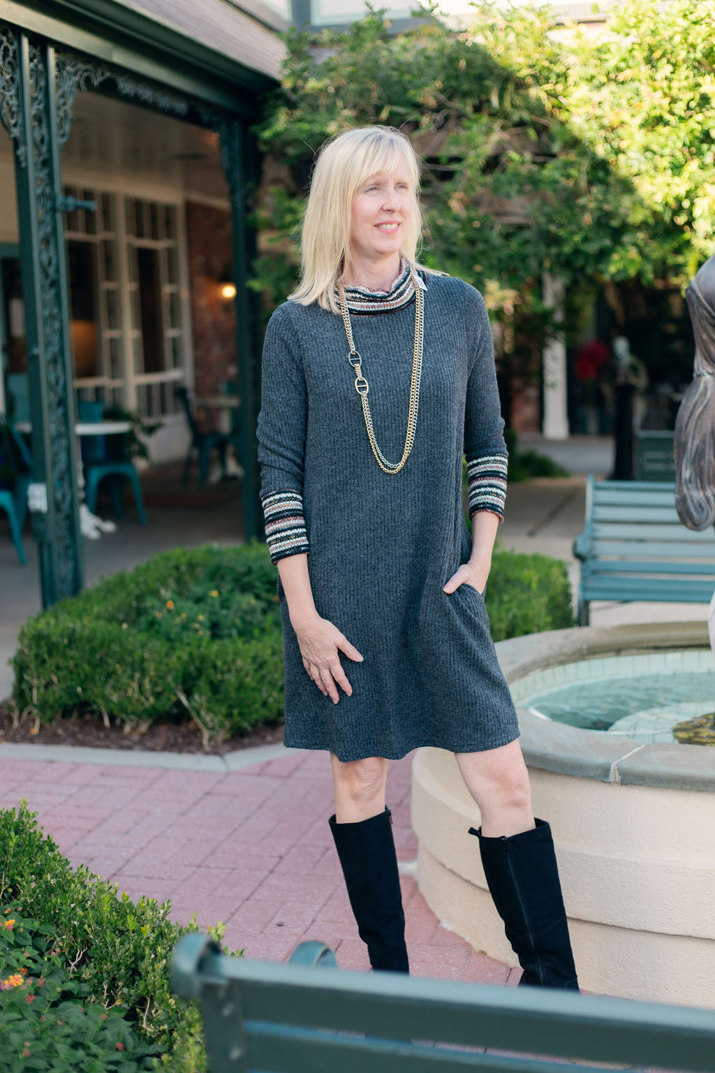 Cowl Neck Dress | Gray