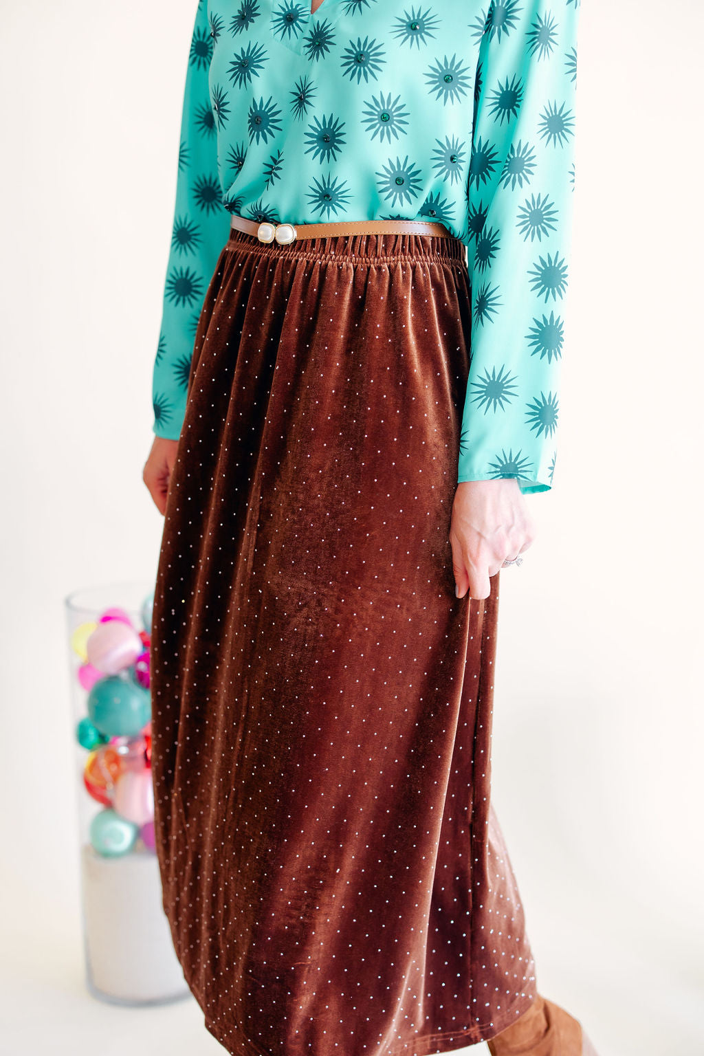 Velvet Skirt | Brown