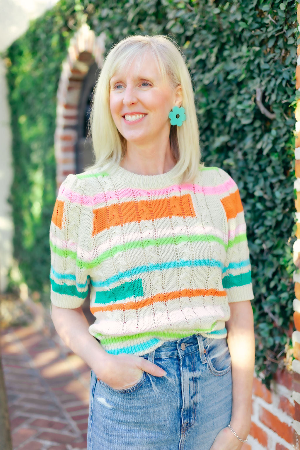 Cream Stripe Sweater