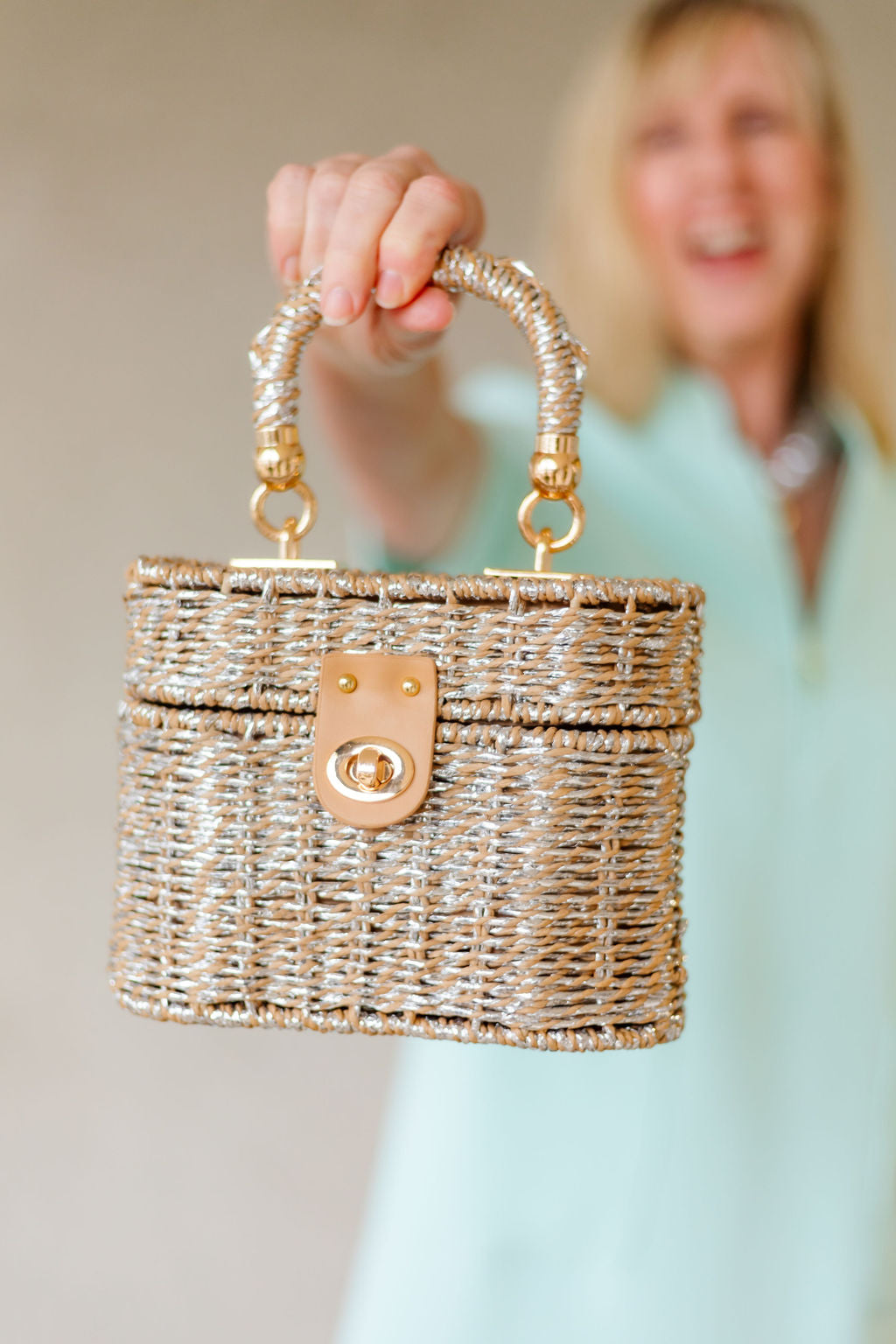 Metallic Straw Bag | Silver