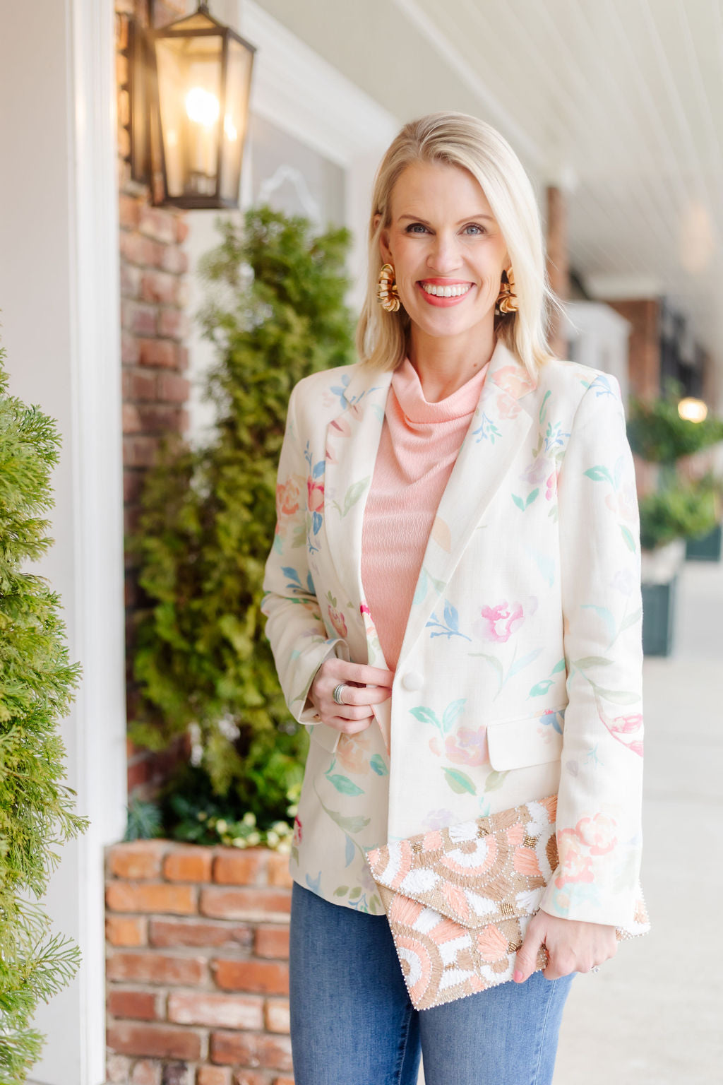 Textured Print Blazer