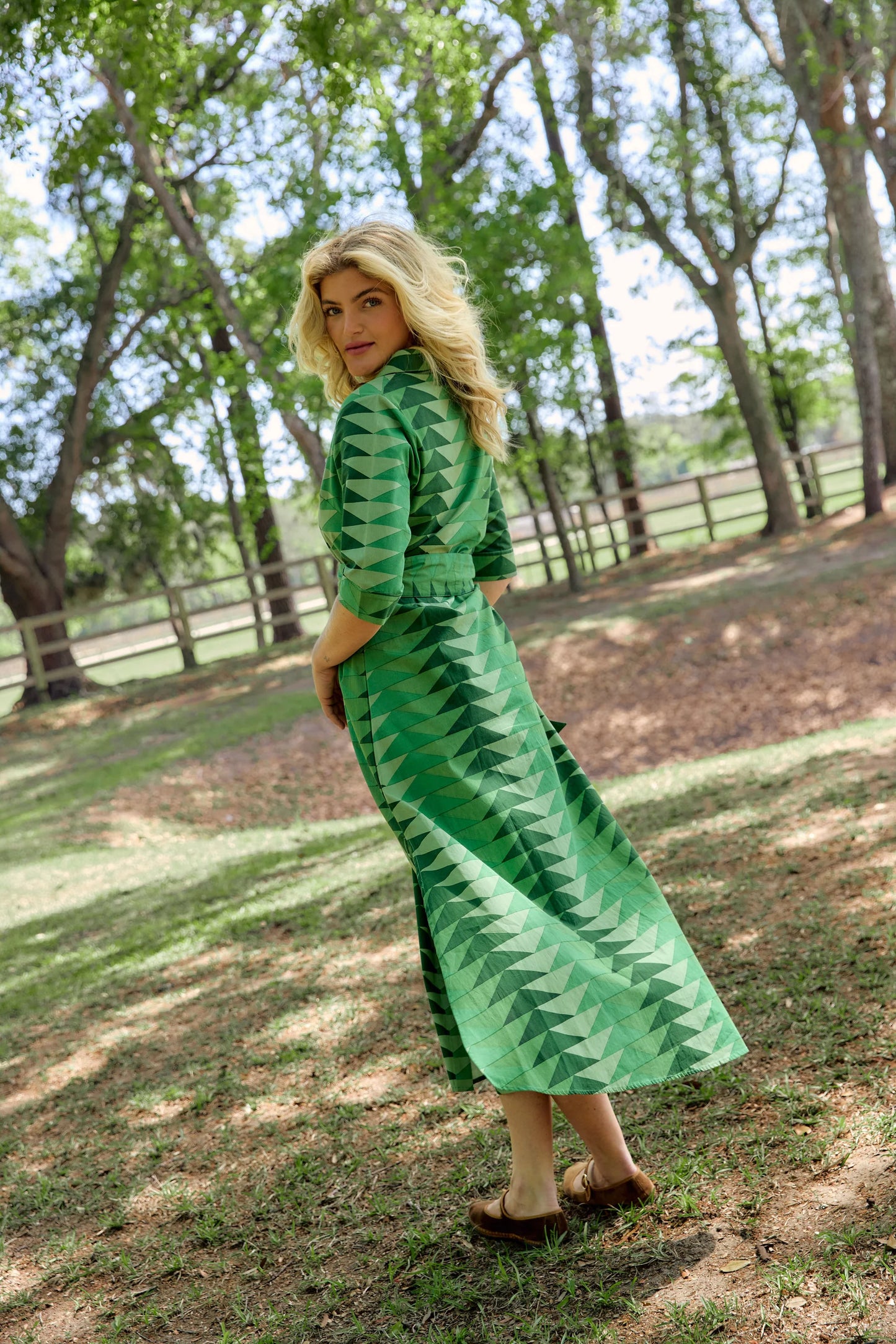 Eloise Dress | Bagru Green