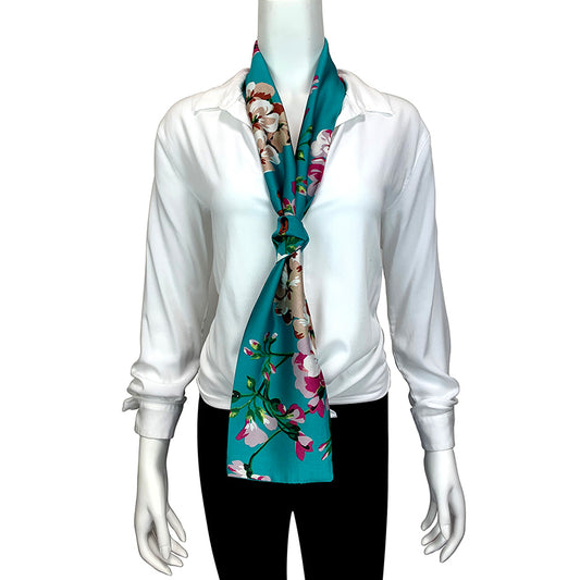 Teal Floral Scarf