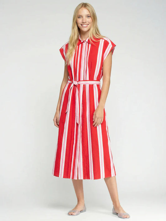 Red Striped Midi Dress