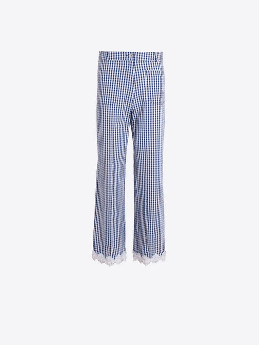 Blue Gingham Lace Trouser