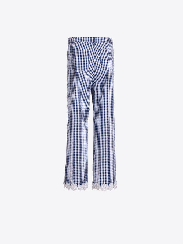 Blue Gingham Lace Trouser