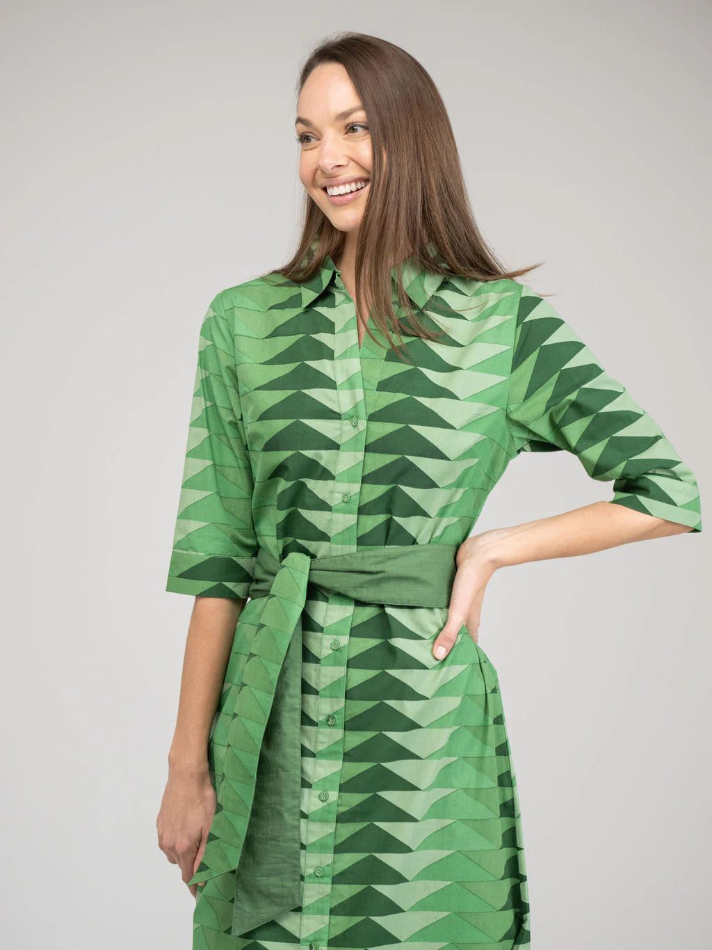 Eloise Dress | Bagru Green