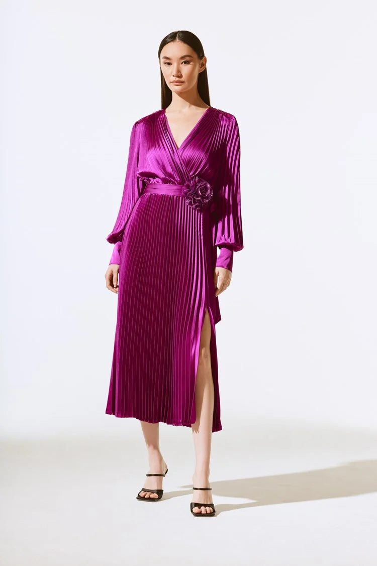 Satin Pleated Dress