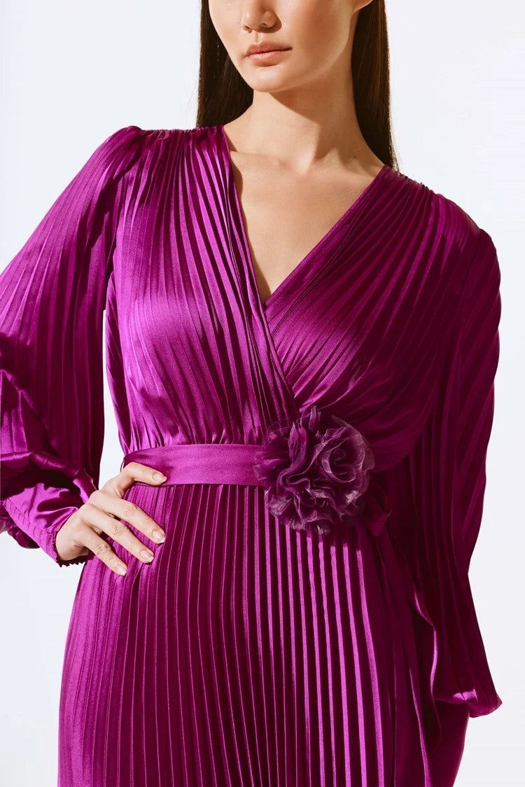 Satin Pleated Dress