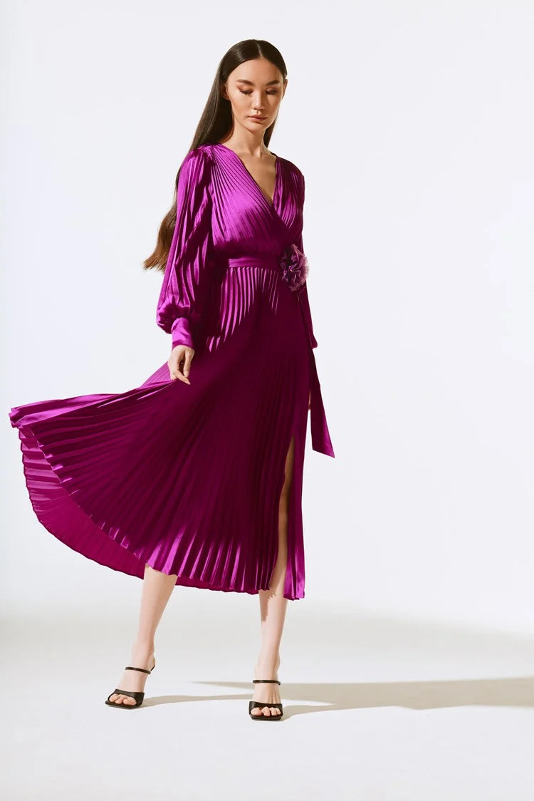 Satin Pleated Dress