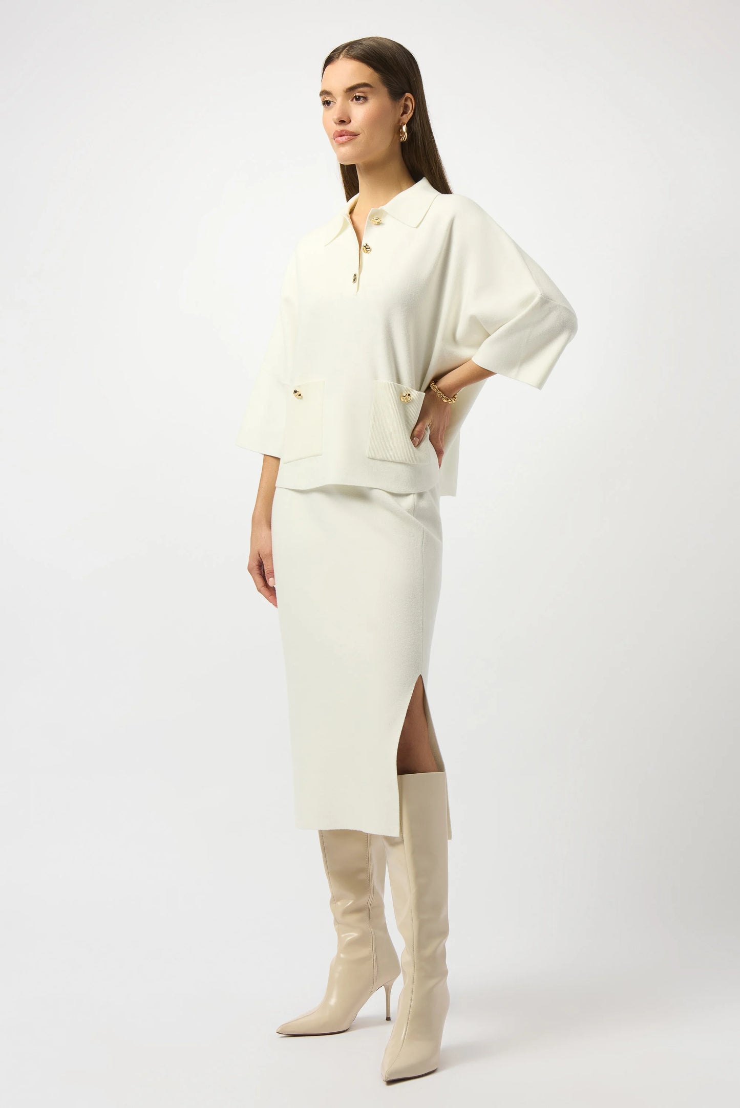Sweater Knit Skirt | Winter White