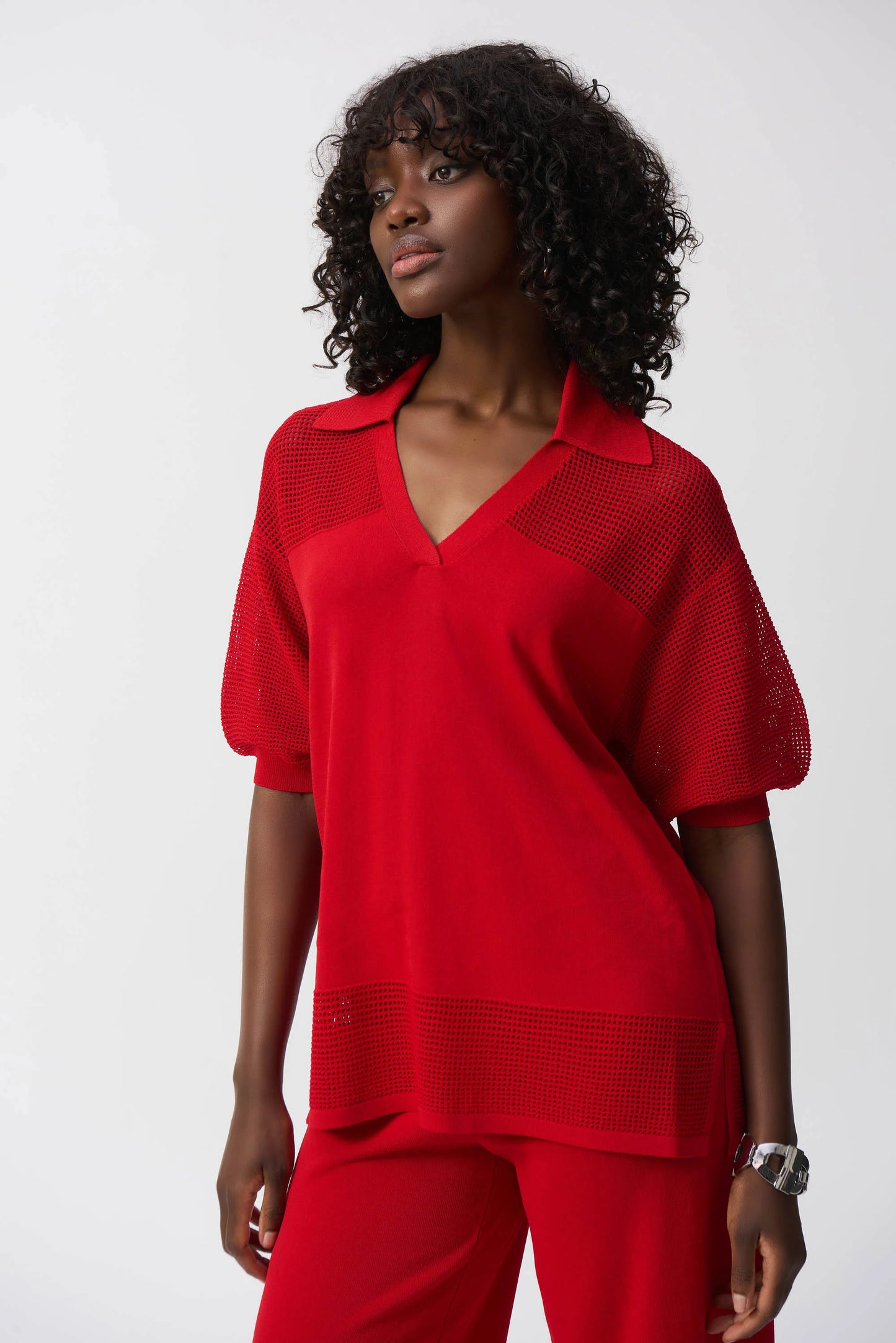 Pointelle Sweater | Red