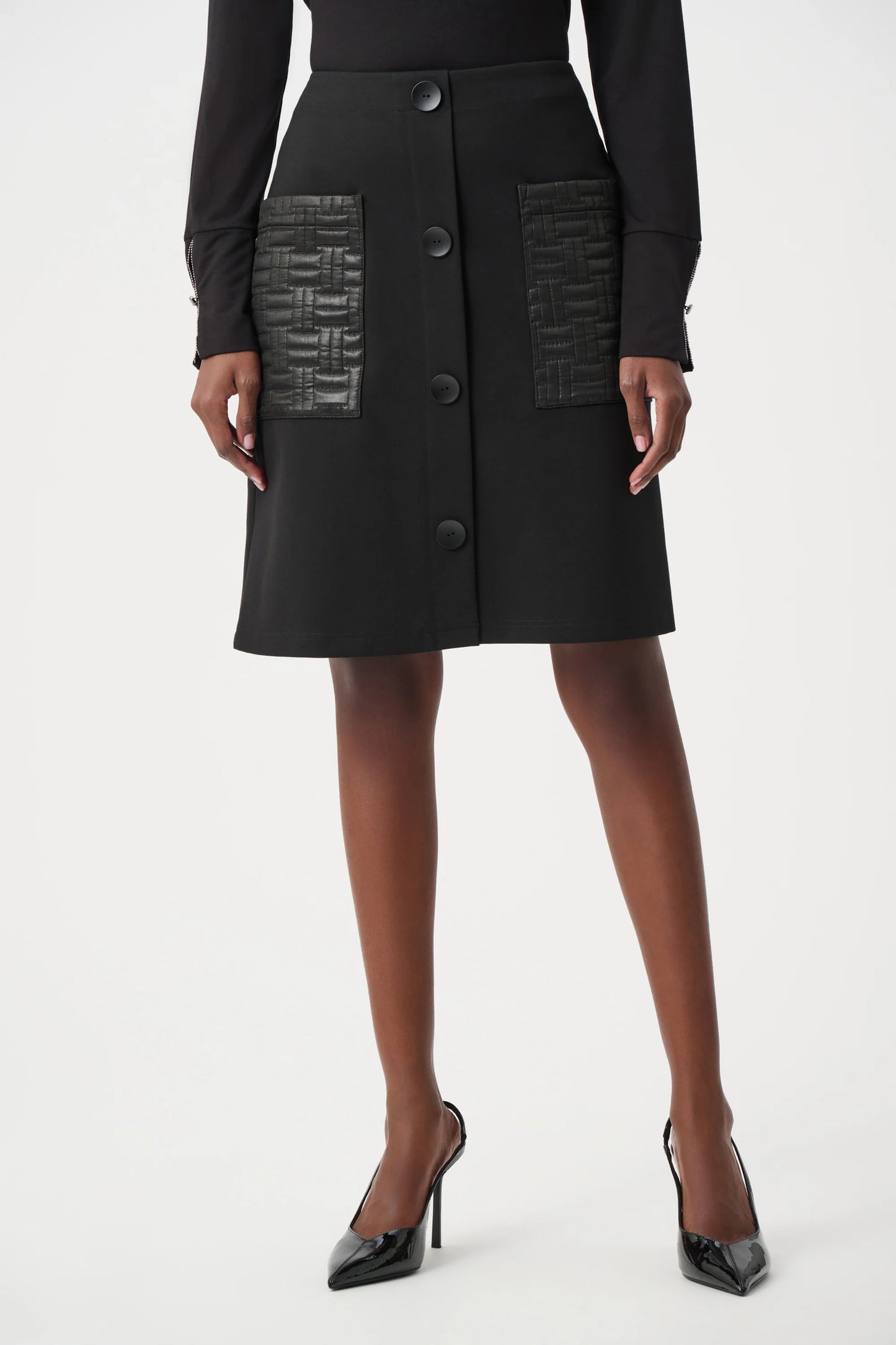Knit Skirt with Quilted Pockets