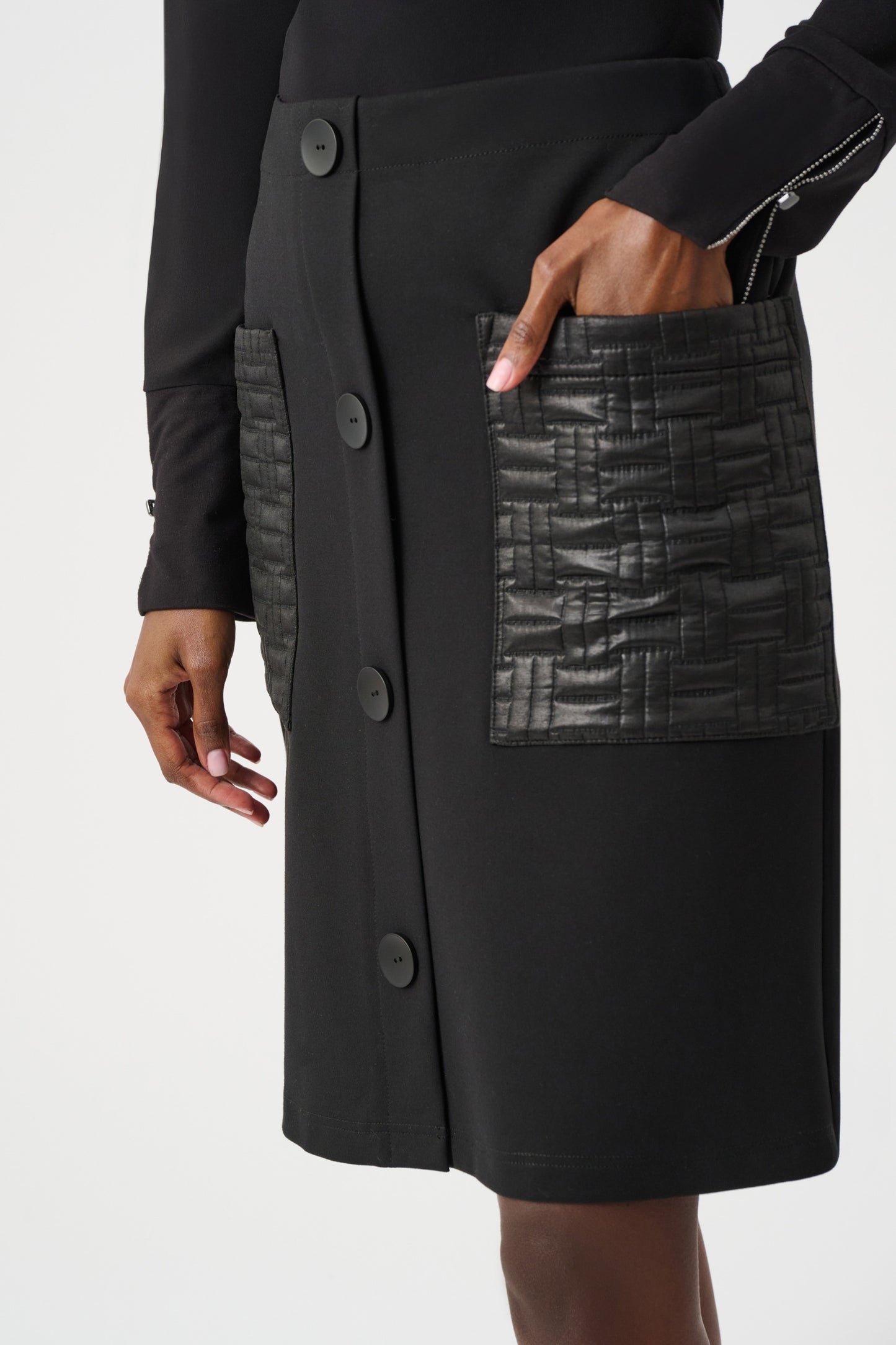 Knit Skirt with Quilted Pockets