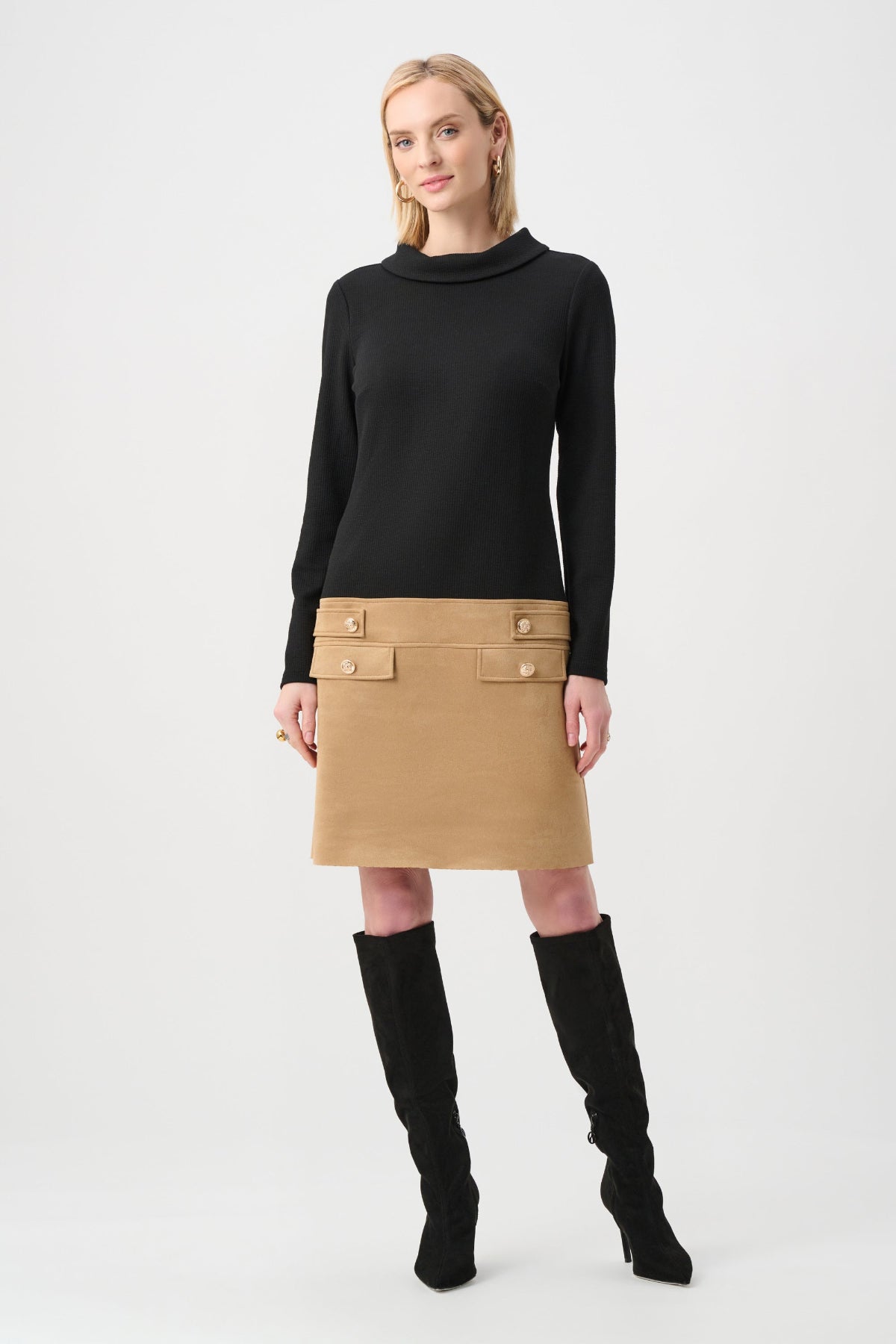 Sweater and Suede A-Line Dress