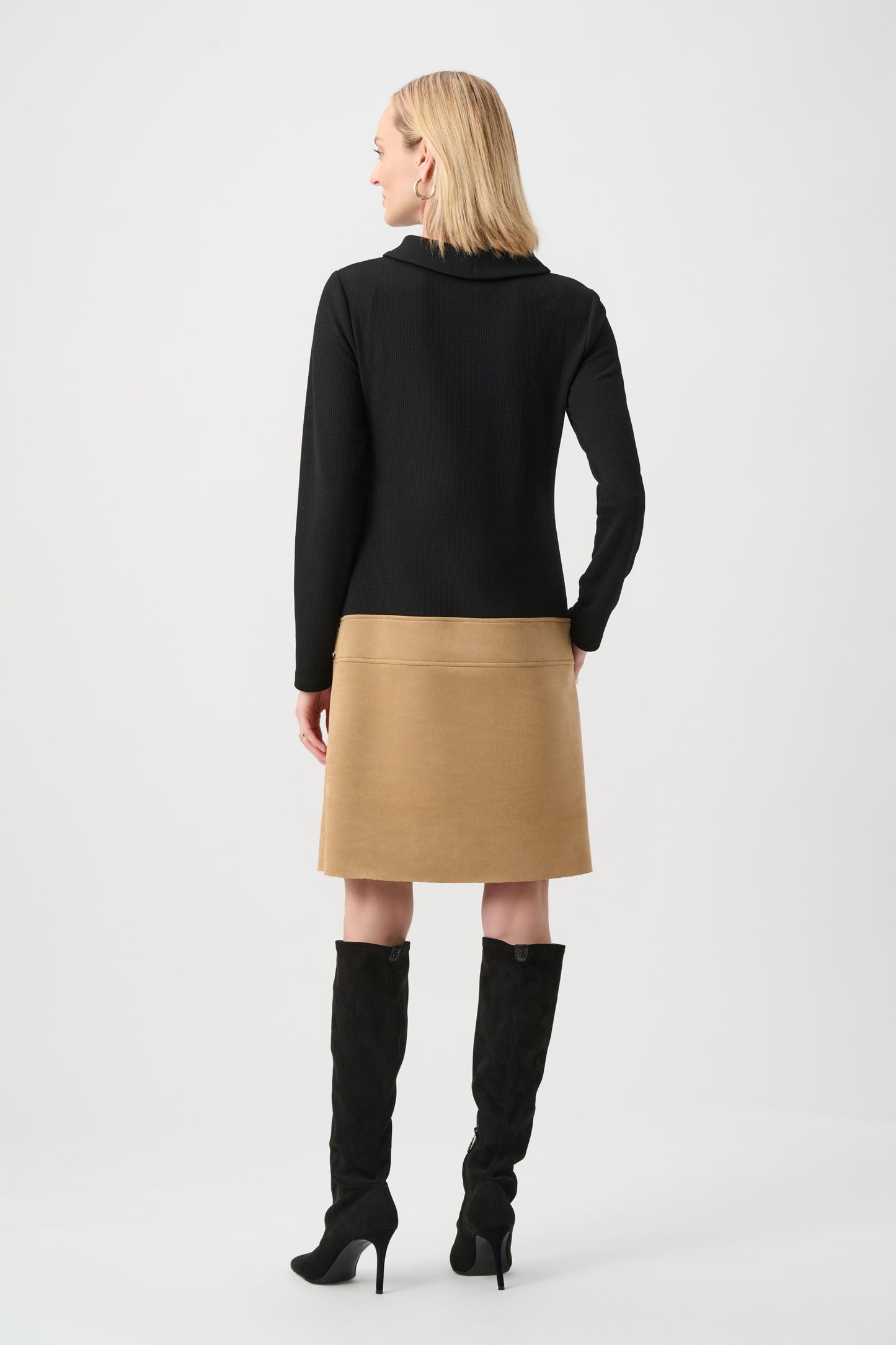 Sweater and Suede A-Line Dress