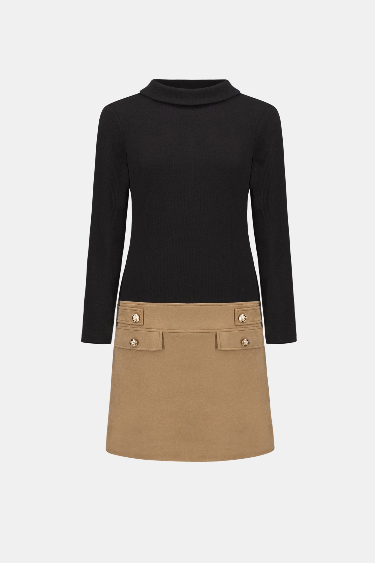 Sweater and Suede A-Line Dress