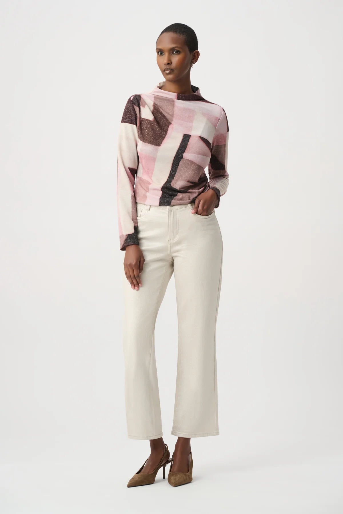 Geometric Print Lurex Top