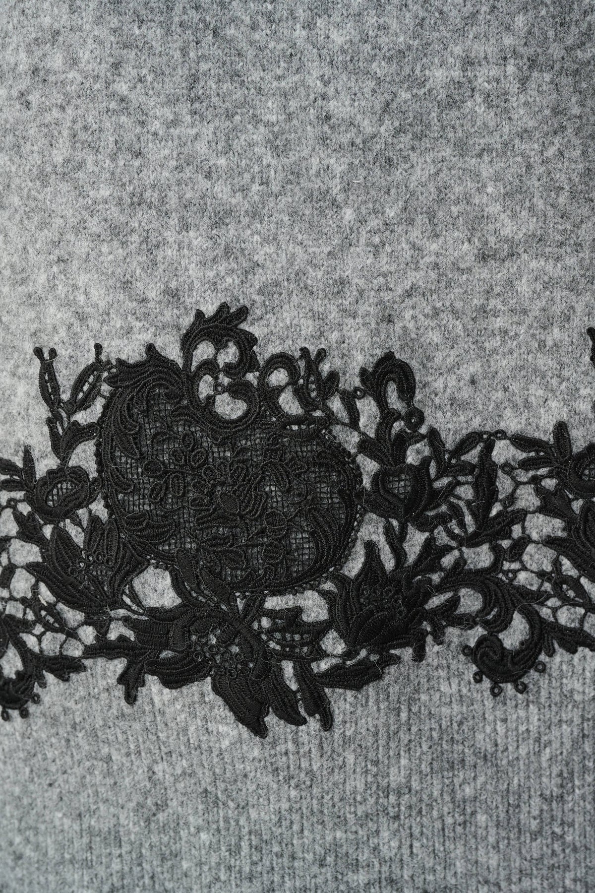 Lace Applique Mock Neck Sweater