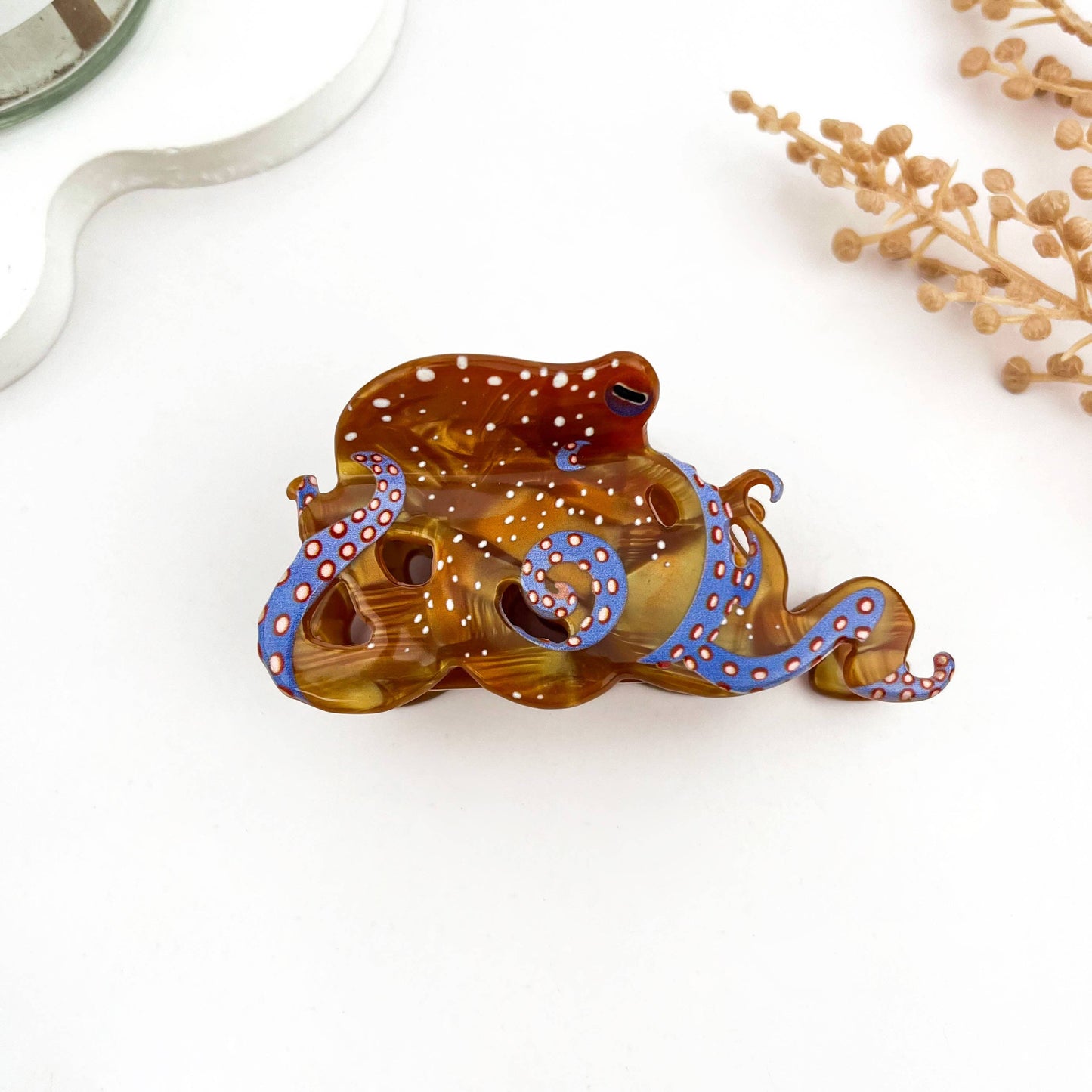 Creative Octopus Ocean Animal Hair Claw Clip: Orange / Medium