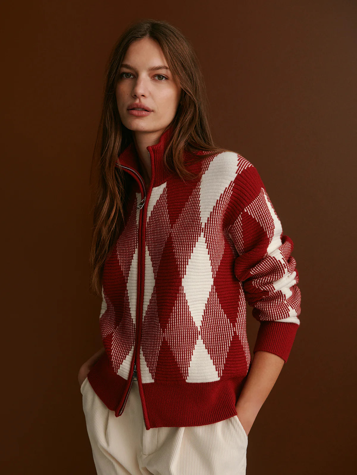 Karina Jacquard Jacket | Red