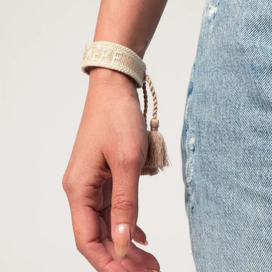 Woven Bracelet | Beige/Wht
