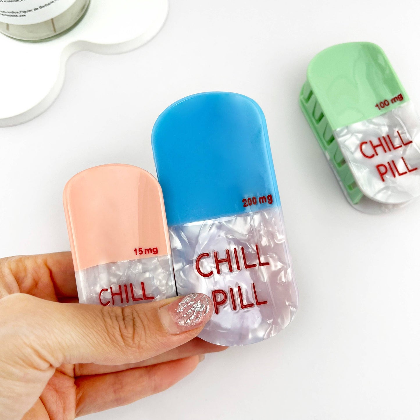 Sweet Dream Sleep Pill Acetate Hair Claw Clip: Green